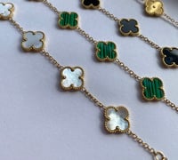 Image 1 of Luxury Gold Plated Lucky Charm 4 Leaf Clover Bracelet