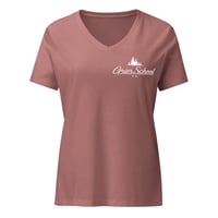 Image 1 of Women’s relaxed v-neck t-shirt with white screen print Grier logo