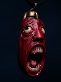 Image 15 of  Behelit Egg of the King blood tears pendant, leather cord, bronze hardware, OOAK