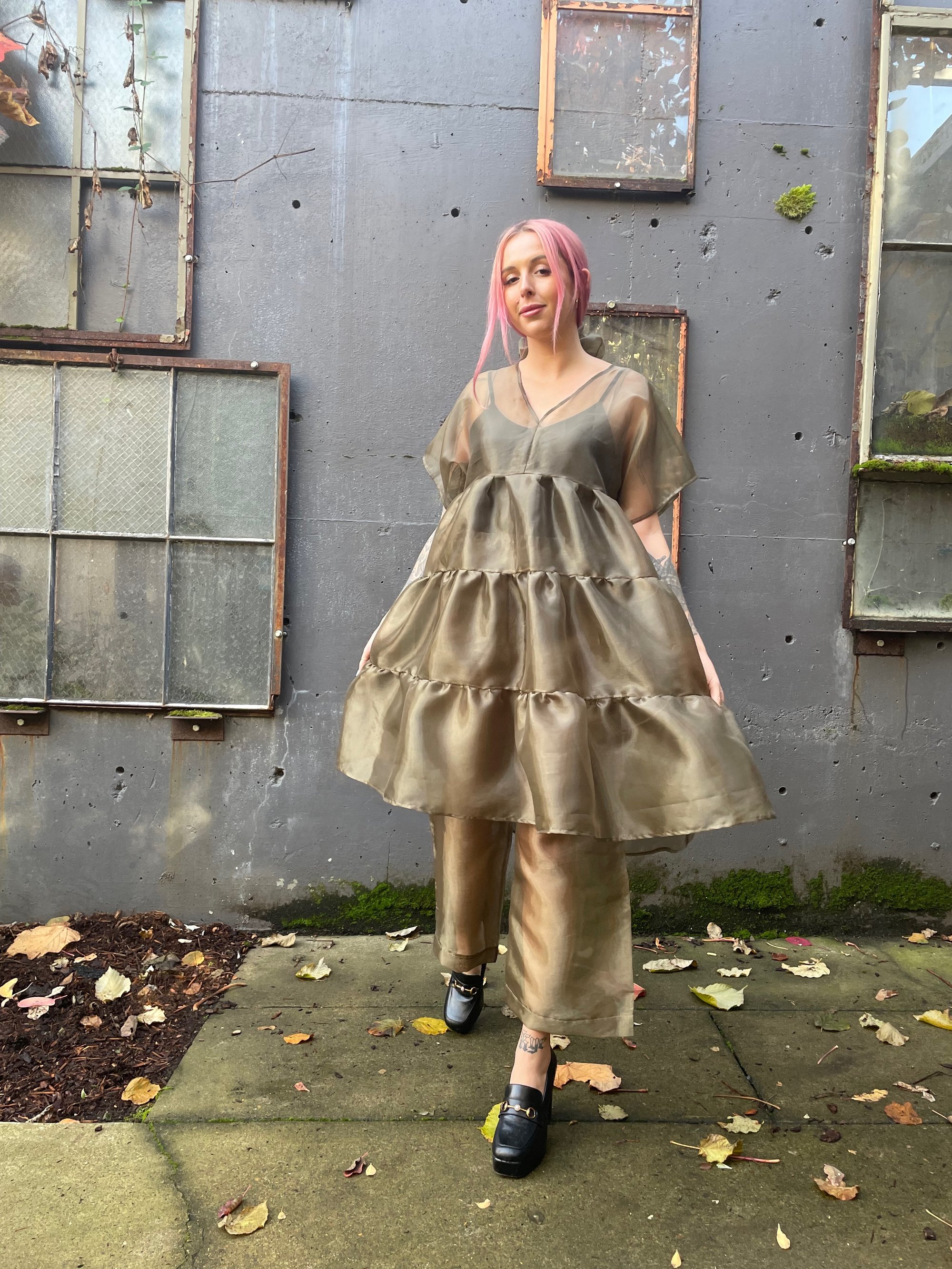 Holly Stalder Olive Green Organza Set / Pants and Dress | Holly Stalder Holly Stalder Olive Green Organza Set / Pants and Dress | Holly Stalder