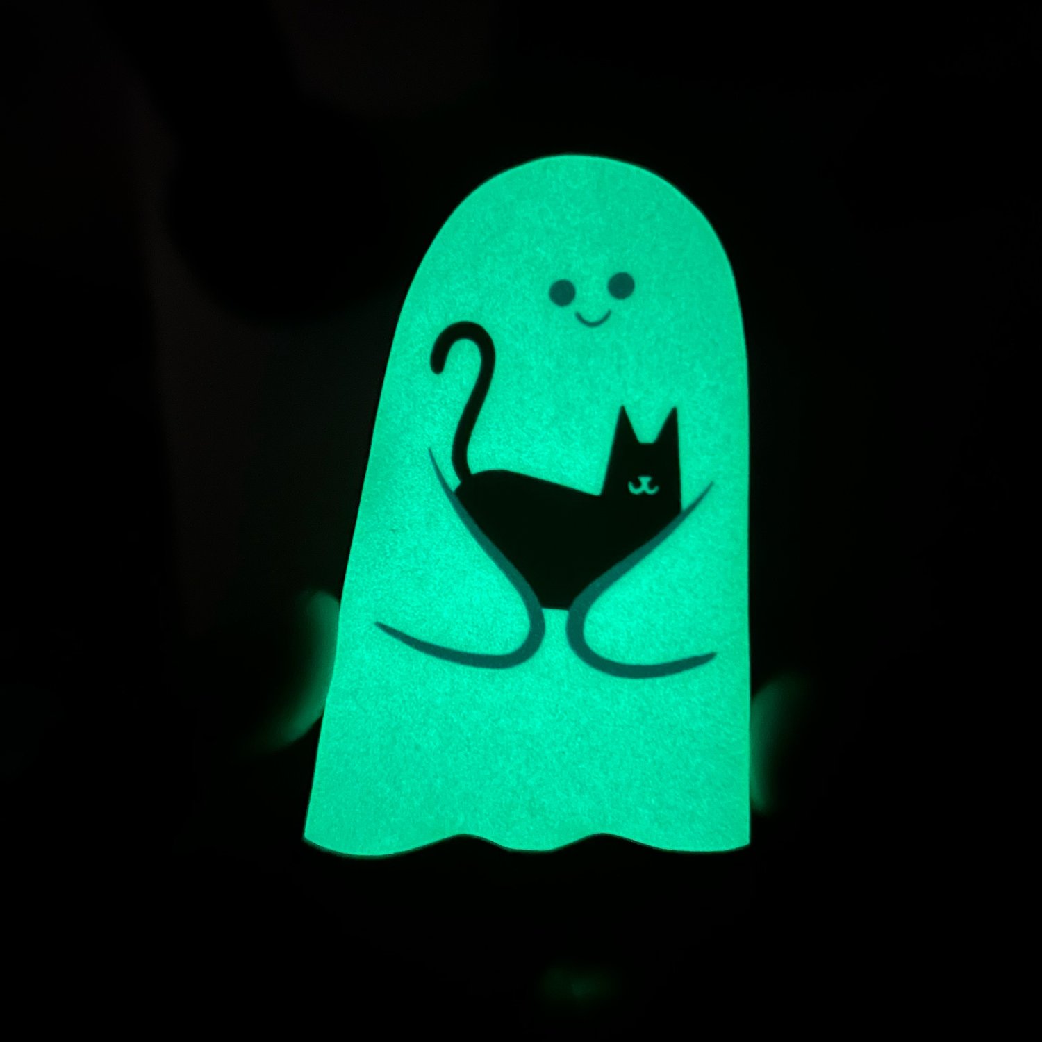 Image of Cat ghost sticker (glows in the dark)