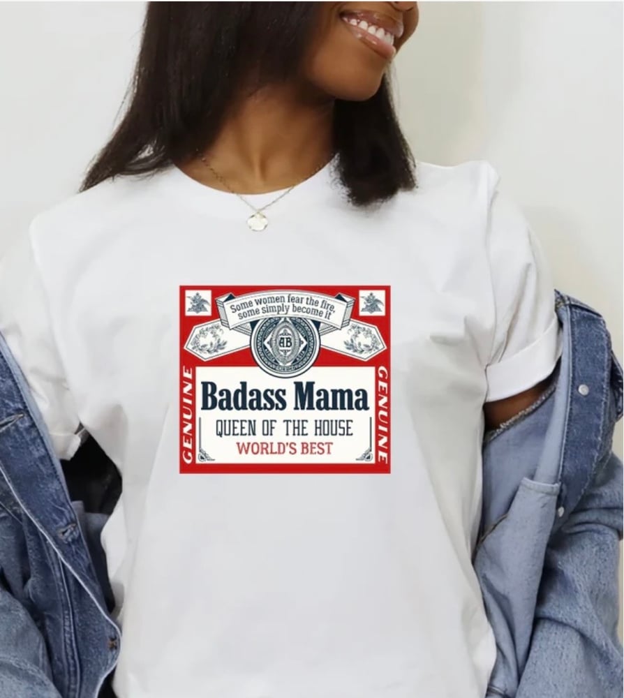 Image of Badass mama or Badass dad unisex white tshirt