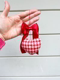 Image 4 of My Heart To Yours Ornament Vintage houndstooth Wool 