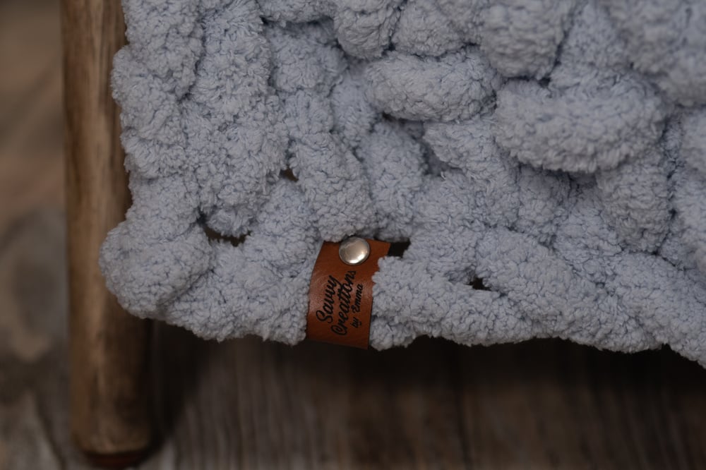 Image of Chunky Baby Blanket-Light Blue