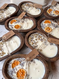 Image 1 of NEW Wooden Dough Bowl Essential Oil Soy Candle