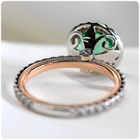 Image 2 of Royal Jewelry Princess Diana Soild Rose Gold Ring Natural Emerald Engagement Wedding Band Rings for 