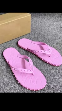 Image 4 of Red bottom flip flops 