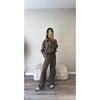 Mocha zip up collar tracksuit 
