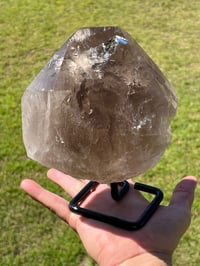 Image 1 of Smoky Quartz Natural Point With Rainbows On Stand #1456