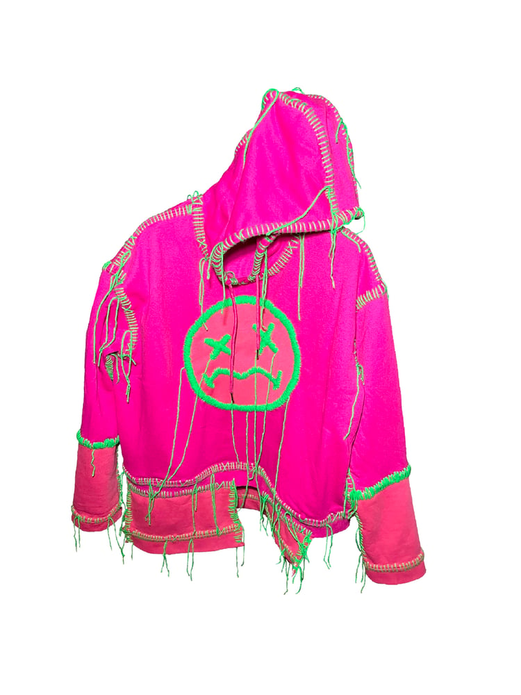 Image of NEVERMIND THE SADNESS FUCSIA HOODIE