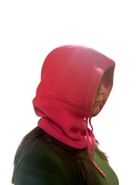 Image 5 of Pink Angora Knit Hooded Snood