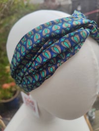 Image 3 of Boho turban Head Band- sari fabric -peacock