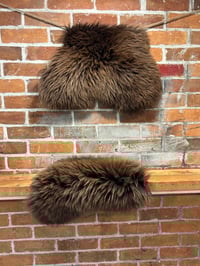 Image 1 of Sheepskin DARK BROWN Wool Leather Shearling Pieces in Rectangle Natural Shapes