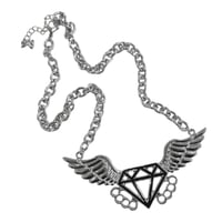 Image 1 of diamond angel necklace *black*