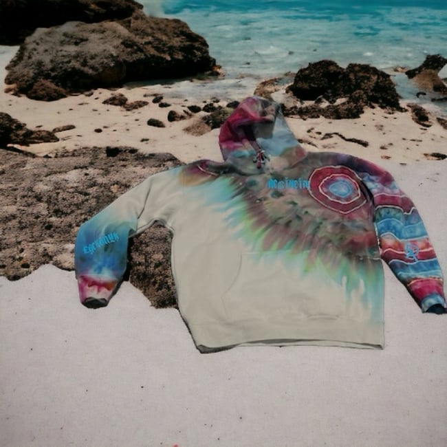 ICE DYED SAGE HEAVYWEIGHT HOODIE (Maroon/Wild Garden/Carribean)