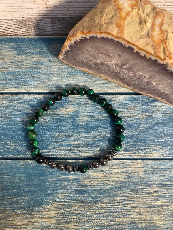 Image of Green Tigers Eye & Hematite Men’s FABIANNI Bracelet 