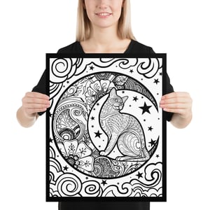 Moon/Cat Mandala Coloring Poster