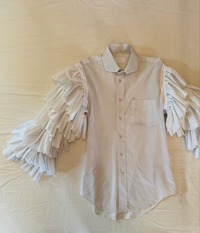 vintage white flamenco ruffle blouse 60s 70s