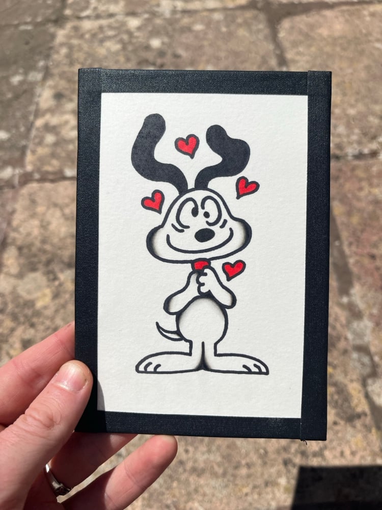 Image of “Crazy in Love” snoopy 6x4 tape framed original 
