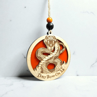 Image 1 of Dont Tread on Me with Bible wood with acrylic Christmas ornament, customizable , double-sided