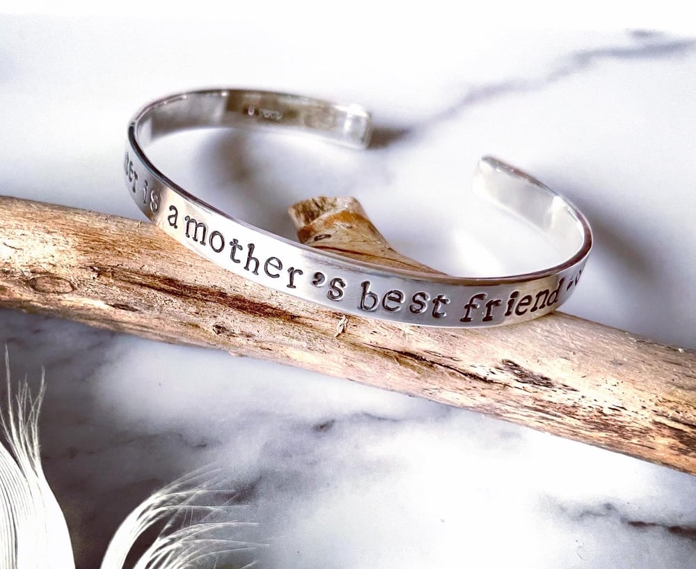 Handmade Daughter Mother Best Friend Silver Cuff Bracelet 925