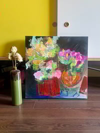 Image 1 of Fun Oil Floral on Canvas