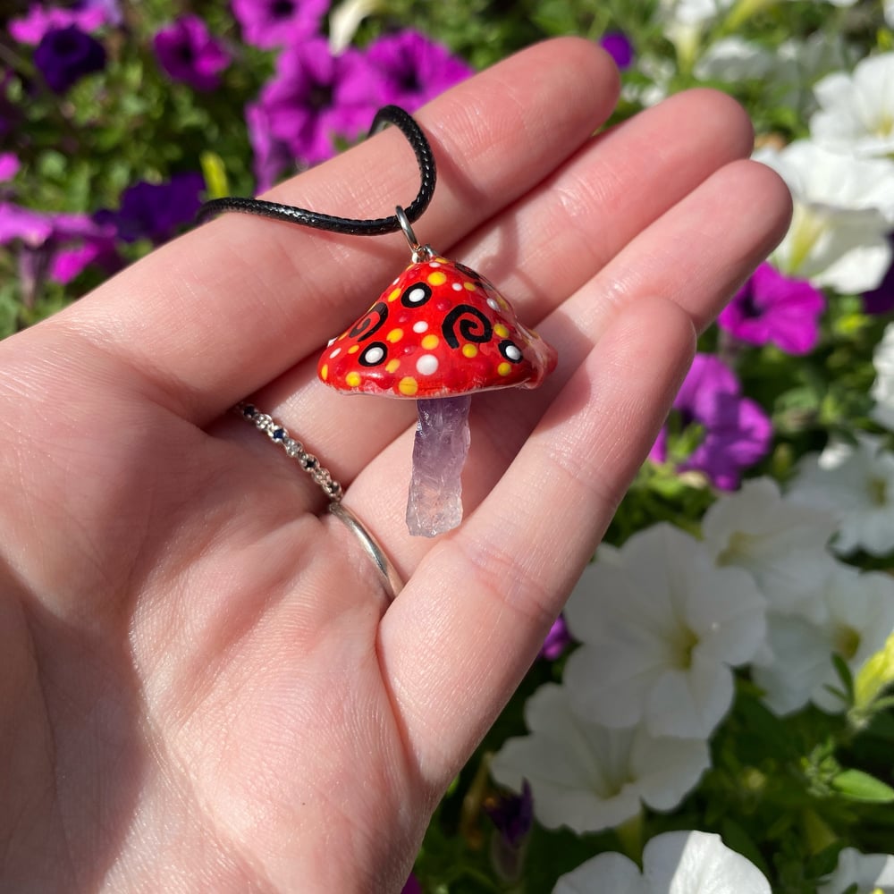 Image of red mushroom necklace 