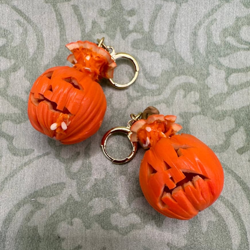 Image of Exploding Head Pumpkin w/ 1 Barfing EARRINGS