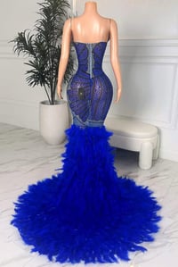 Image 5 of PETAL KISS FEATHER DRESS(MADE TO ORDER)  Blue/ black