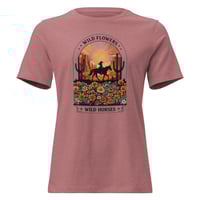 Image 2 of Women's Relaxed T-Shirt, Wildflowers, Wild Horses Western Graphic T-Shirt – Horse & Floral Tee