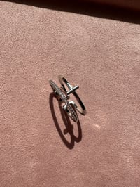 Image 3 of Cross double ring 十字双层锆石银色戒指