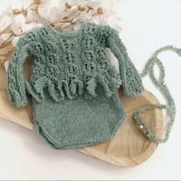 Image 1 of Newborn girls knitted set - Sara  | sage green