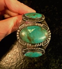 Image 2 of Vintage Fred Harvey 3 stone cuff 