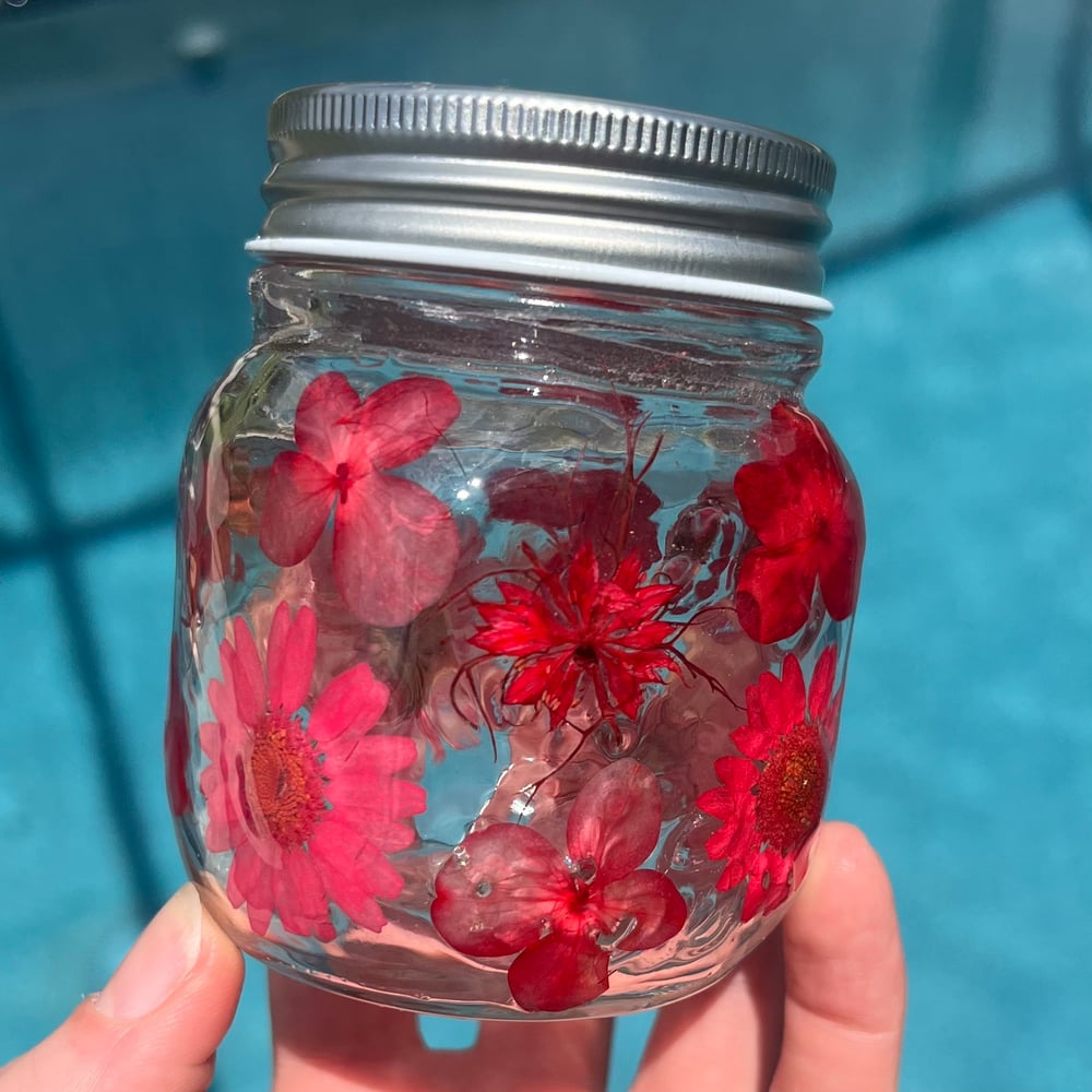 Image of red flower jar