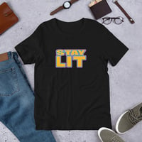 Image 2 of STAY LIT GOLD/PINK/BLUE Short-Sleeve Unisex T-Shirt