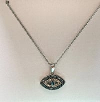 Image 1 of All Diamond Evil Eye Pendant & Necklace