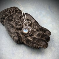 Image 3 of Maiden Moon Pendants - Handmade Sterling Silver Moon Pendants Set With Rainbow Moonstone