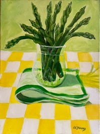 Image 3 of Bright Acrylic Asparagus on Canvas