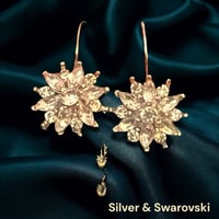Sterling silver and  Swarovski Crystal sunflower earrings