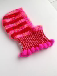 Image 3 of Sofie and Iris Striped Red and Pink Mohair Bubble Balaclava