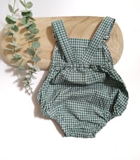 Image 2 of Baby Boy Dungarees for Sitter Photo shoots | Christian | age 9-12 months |green plaid