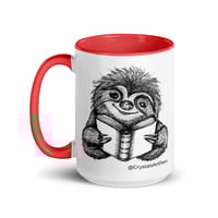 Image 13 of Book Reading Sloth Coffee Mug Line Art by CrystalsArtPaws