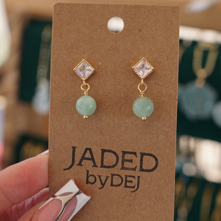 cz jade drop earrings