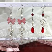 Image 1 of Red Dangly Earrings