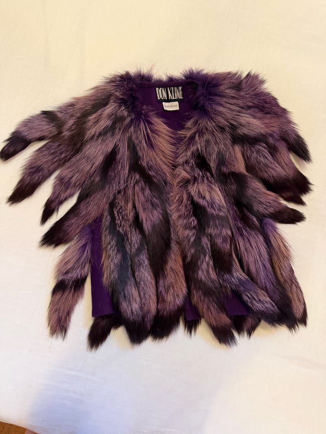 incredible early 70s purple fur foxtail vest waistcoat henri bendel couture 