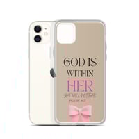 Image 1 of Psalms 46:5 God Is Within Her Brown + Pink Case for iPhone