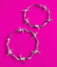 Image 2 of SILVER STAINLESS STEEL BARBED WIRE HOOPS 