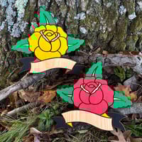 Image of "Red & Yellow Custom Roses" Wood Cuts