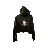 Image 3 of BLACK  Heart Girl Crop Top Hoodie JP & RL LIMITED