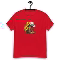 Image 5 of Unisex classic tee, Turquoise Sunflower Cowgirl Boots Tee